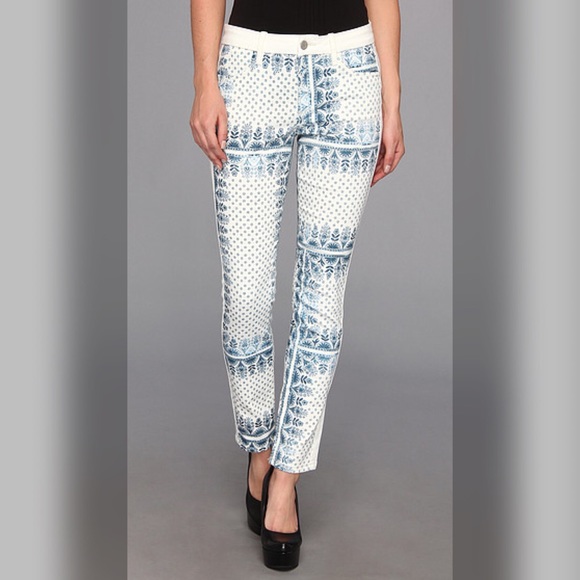 Joe's Jeans Denim - JOE’S JEANS White Blocked Scarf Print Skinny Jeans